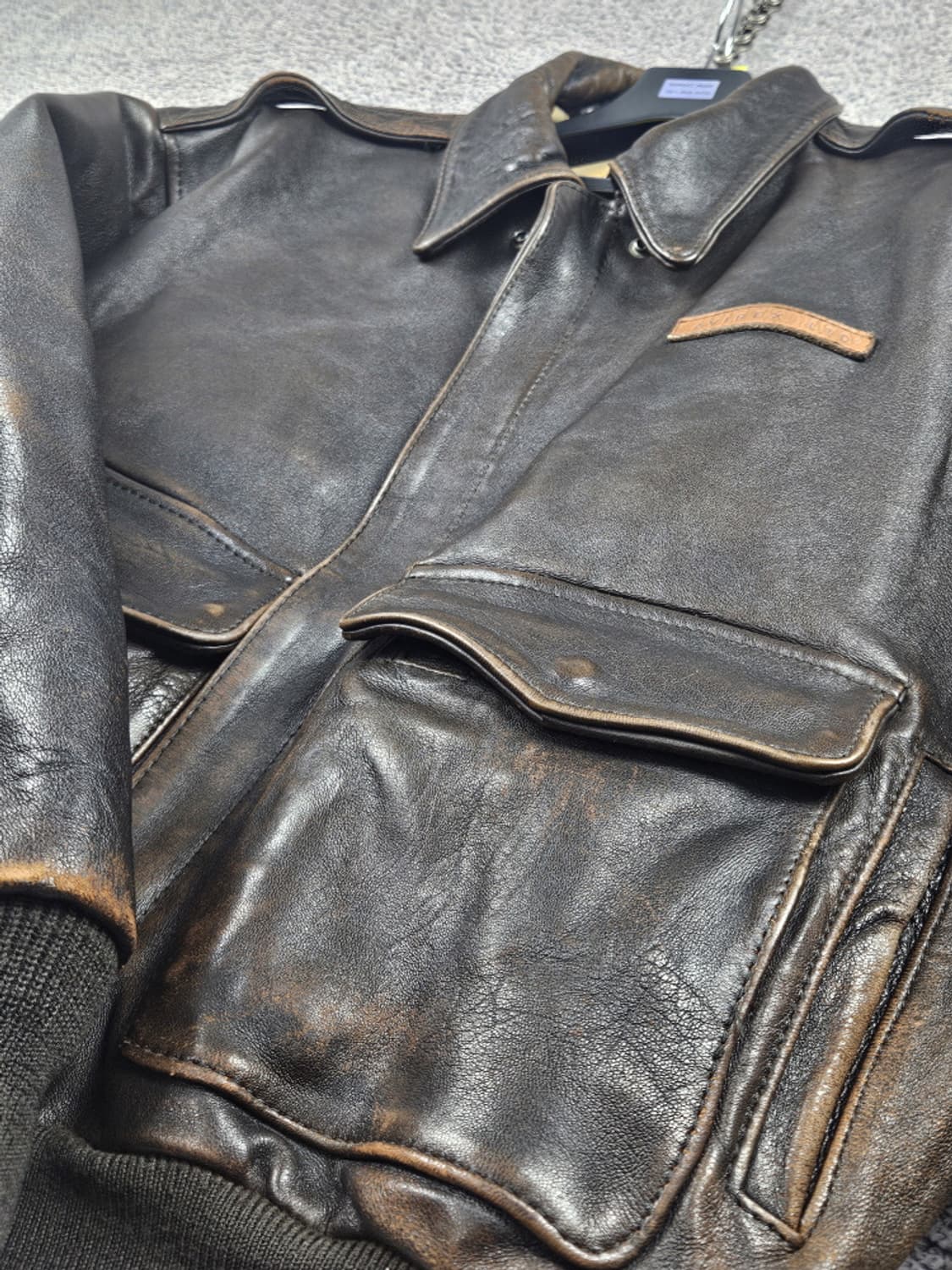 90's AVIREX 핀업걸 A-2 가죽 플라이트 자켓 (S)/10481 상품이미지8