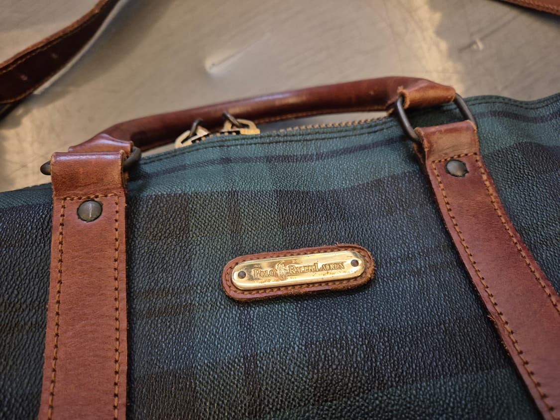90s 폴로랄프로렌 블랙와치 레더 보스턴 백 상품이미지5