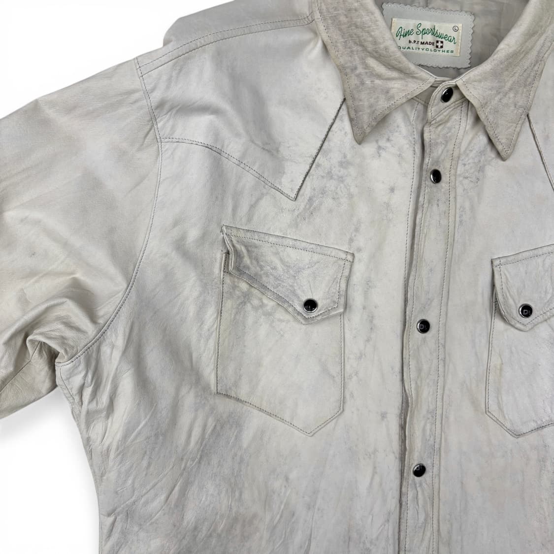 90's Fine Sportswear 카우 레더 셔츠 상품이미지4