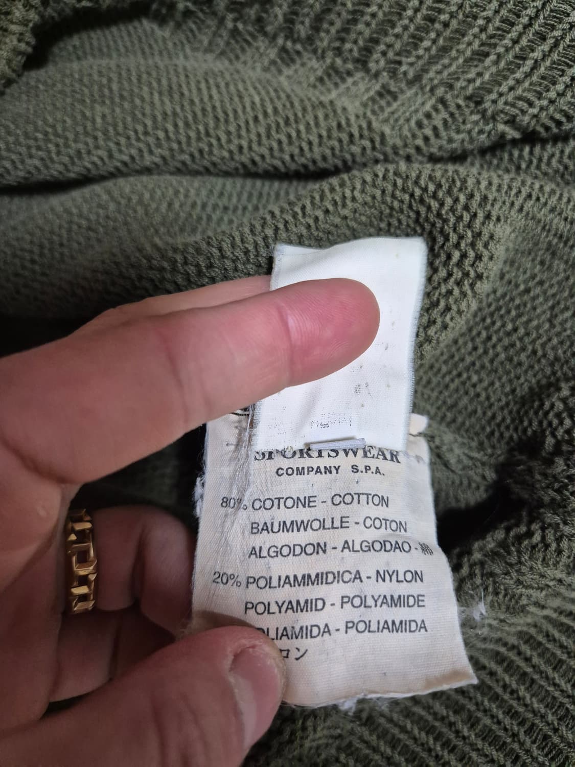 [XL] 2000SS 스톤아일랜드 목폴라 카키 니트 반집업 상품이미지3