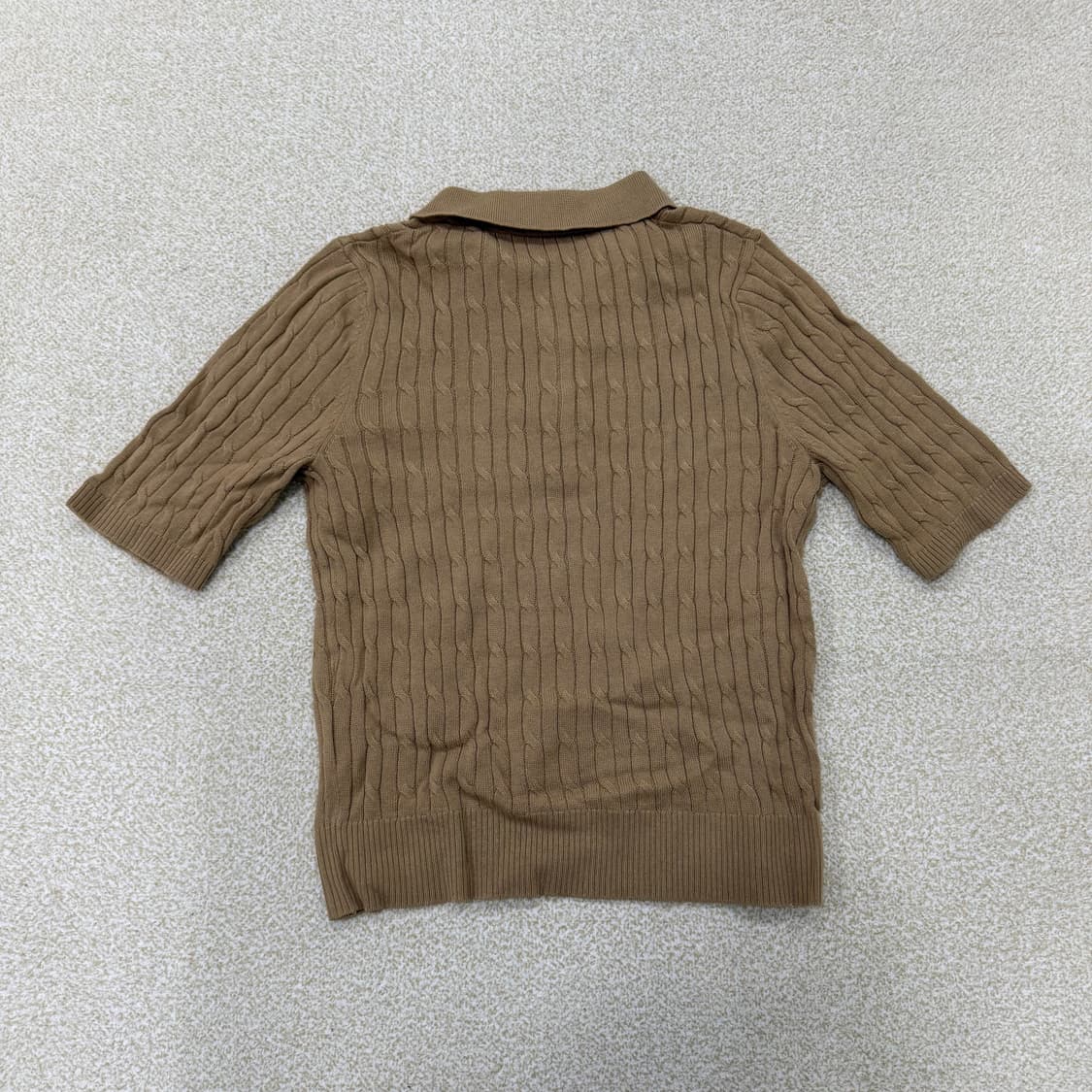 90 M12 여성 카라 꽈배기 반팔 니트0128T1 상품이미지2