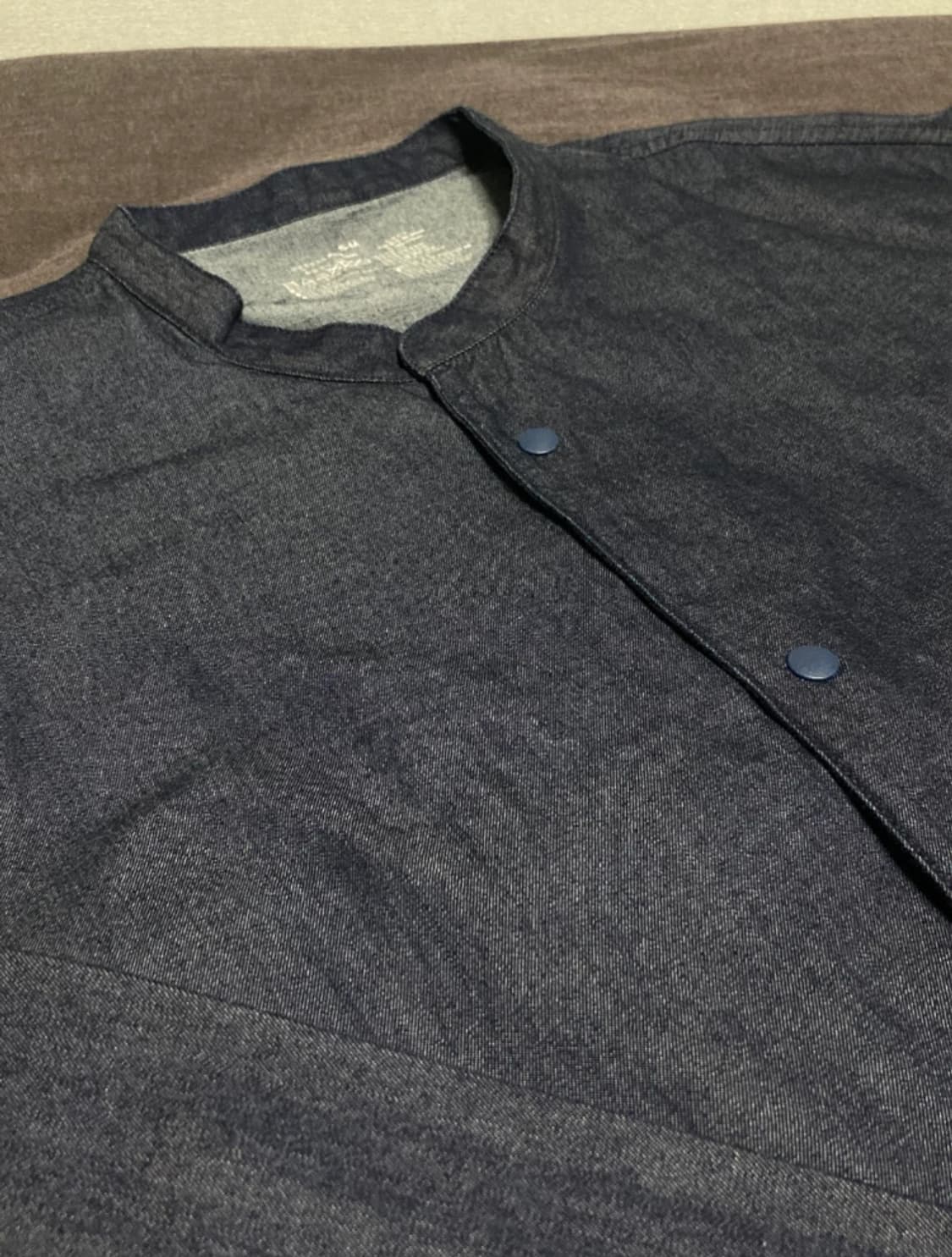 무인양품 MUJI 셔츠 스탠드 밴드 차이나 카라 데님 인디고 블루 상품이미지3