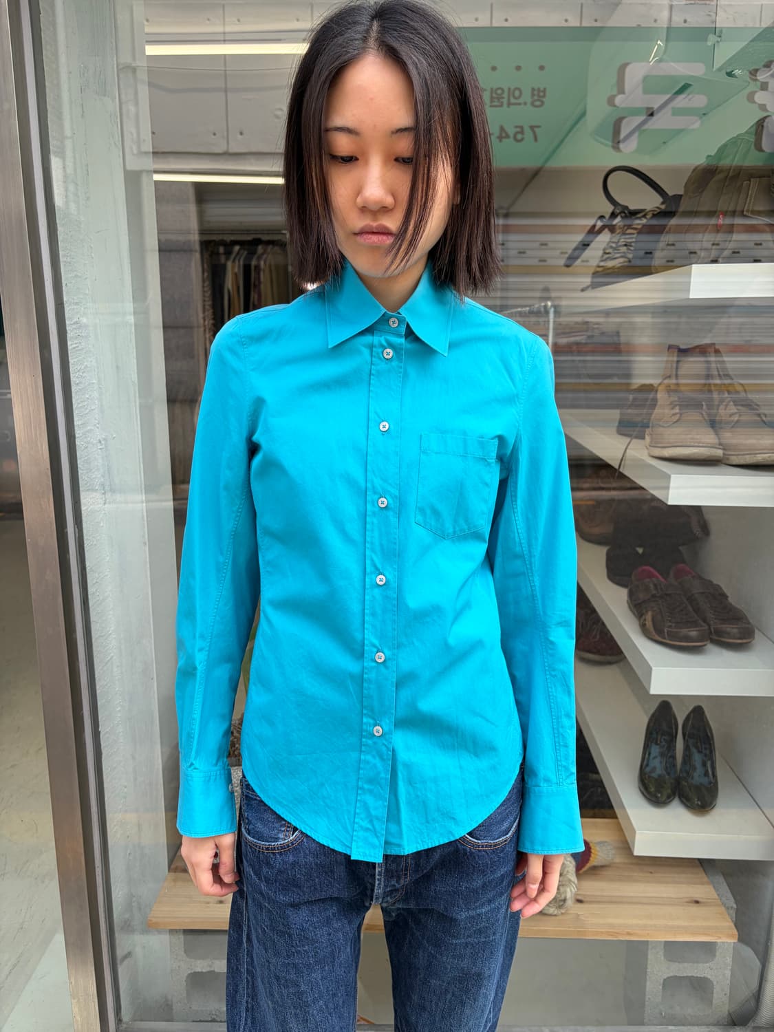 Jil Sander 비비드 블루 미니멀 셔츠 상품이미지2