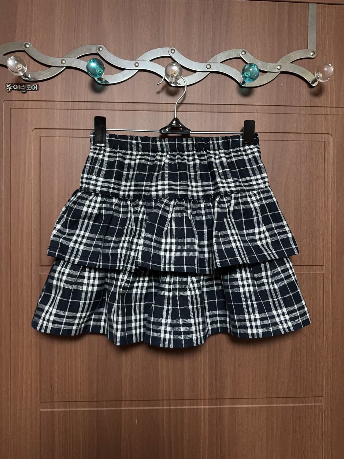 빈티지 공겜여주 서브컬쳐 지뢰계 네이비 은사 체크 캉캉 프릴 미니스커트 상품이미지1