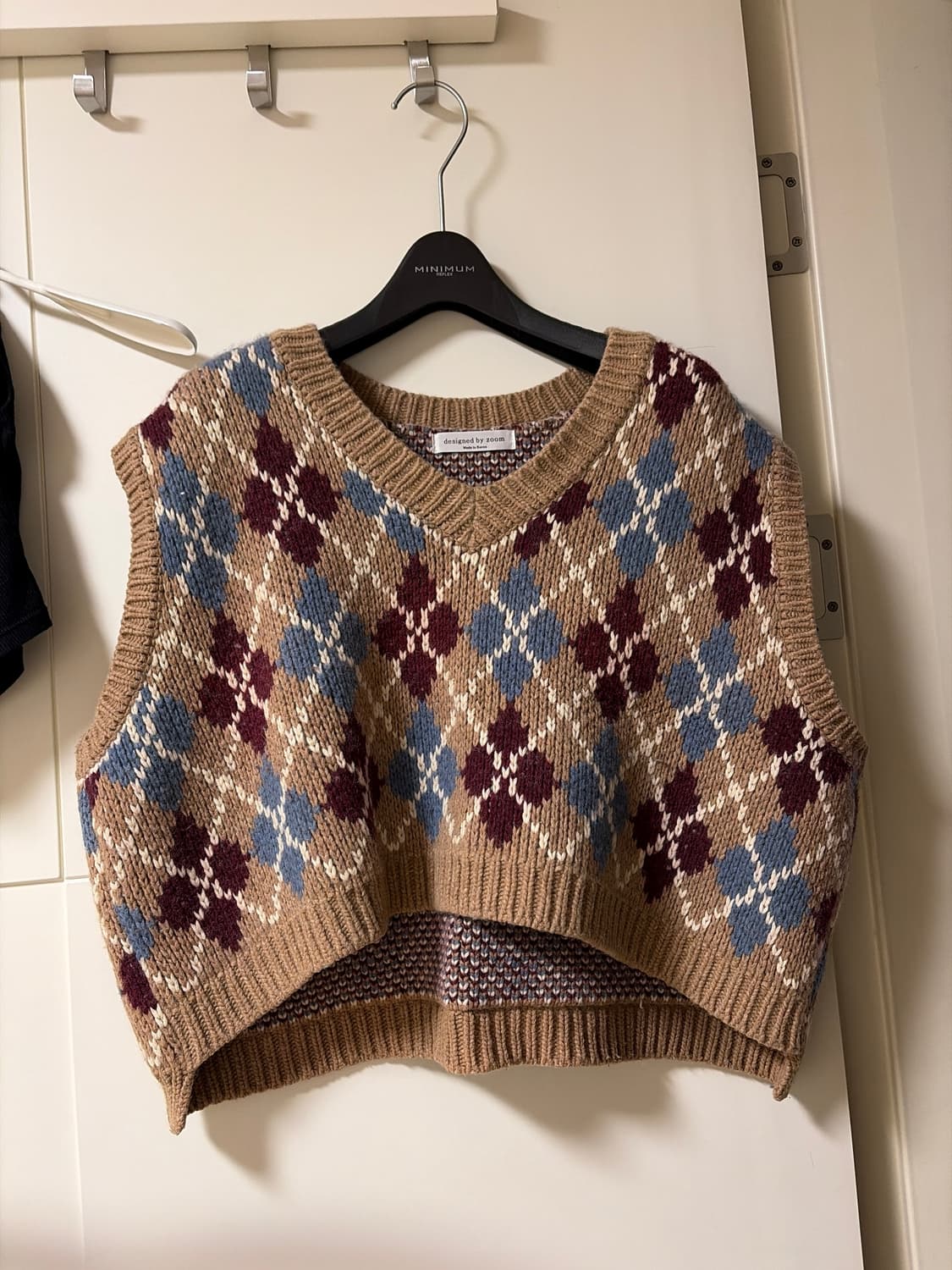 아가일 울 블렌드 조끼 베이지 베스트 오버핏 상품이미지1