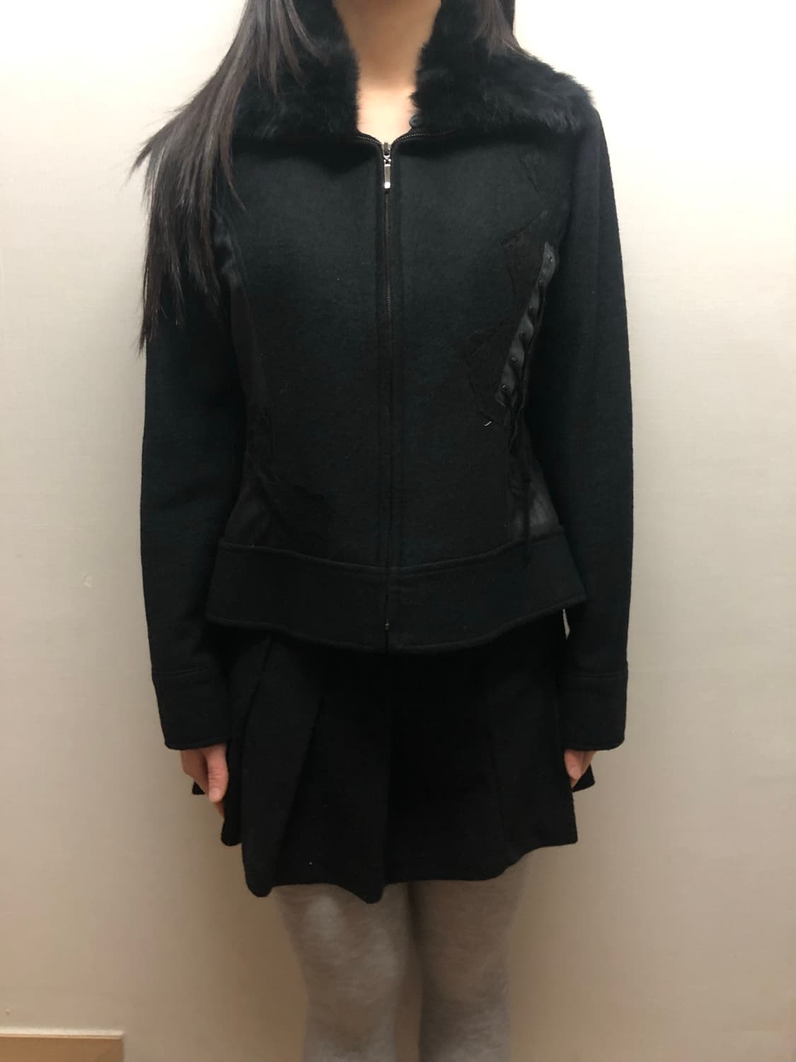 빈티지 블랙 울 레이스업 자켓 상품이미지4