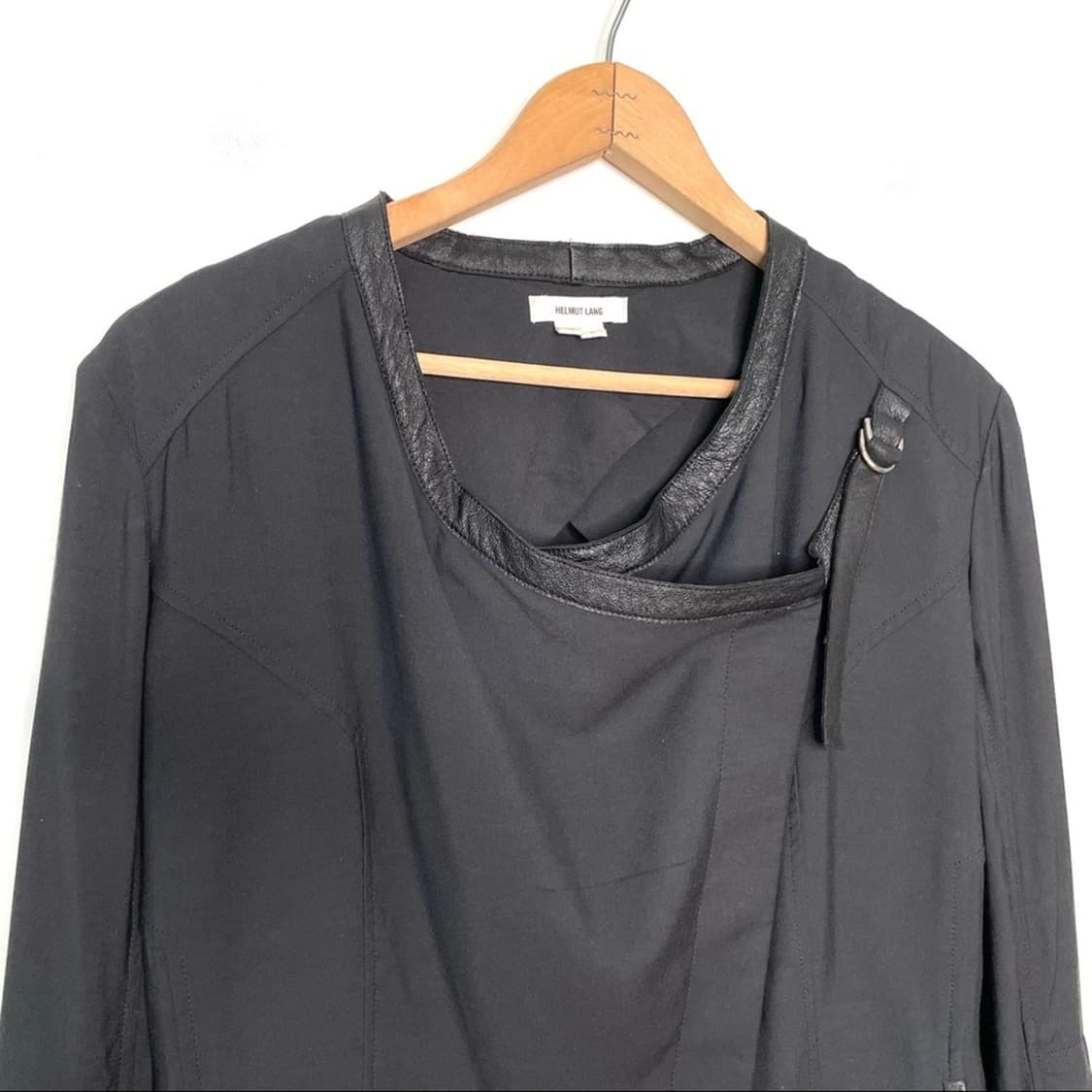 헬무트 랭 블랙 가죽 트림 바이커 재킷 상품이미지4