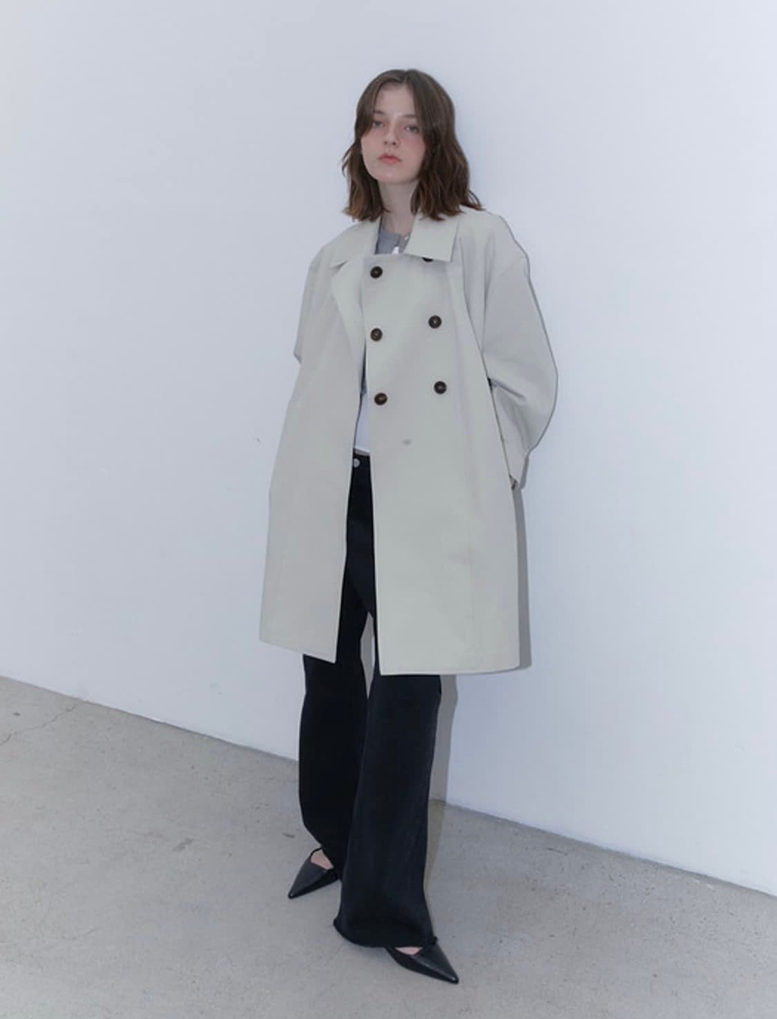 헤더먼트 unbalance half trench coat 상품이미지1