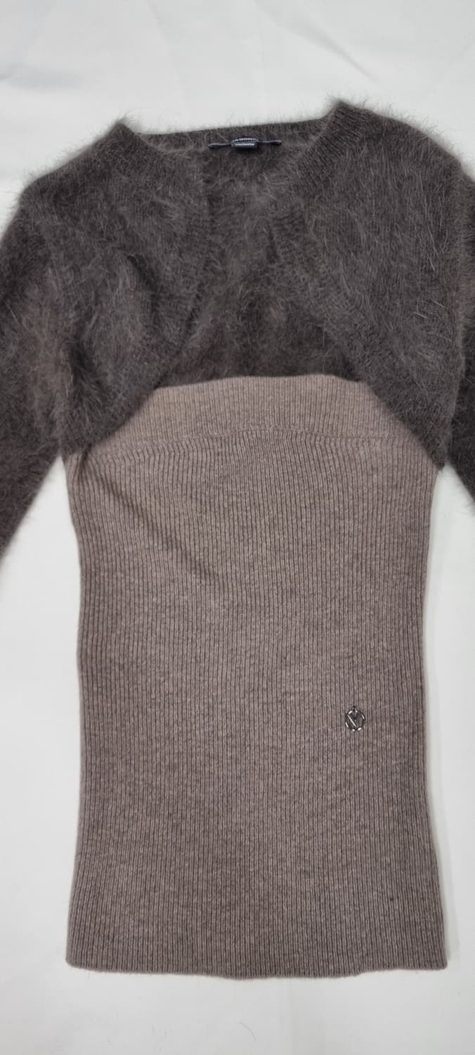 DIAGONAL 레이어드 튜브탑 니트 가디건 Free _ 여성 상품이미지3