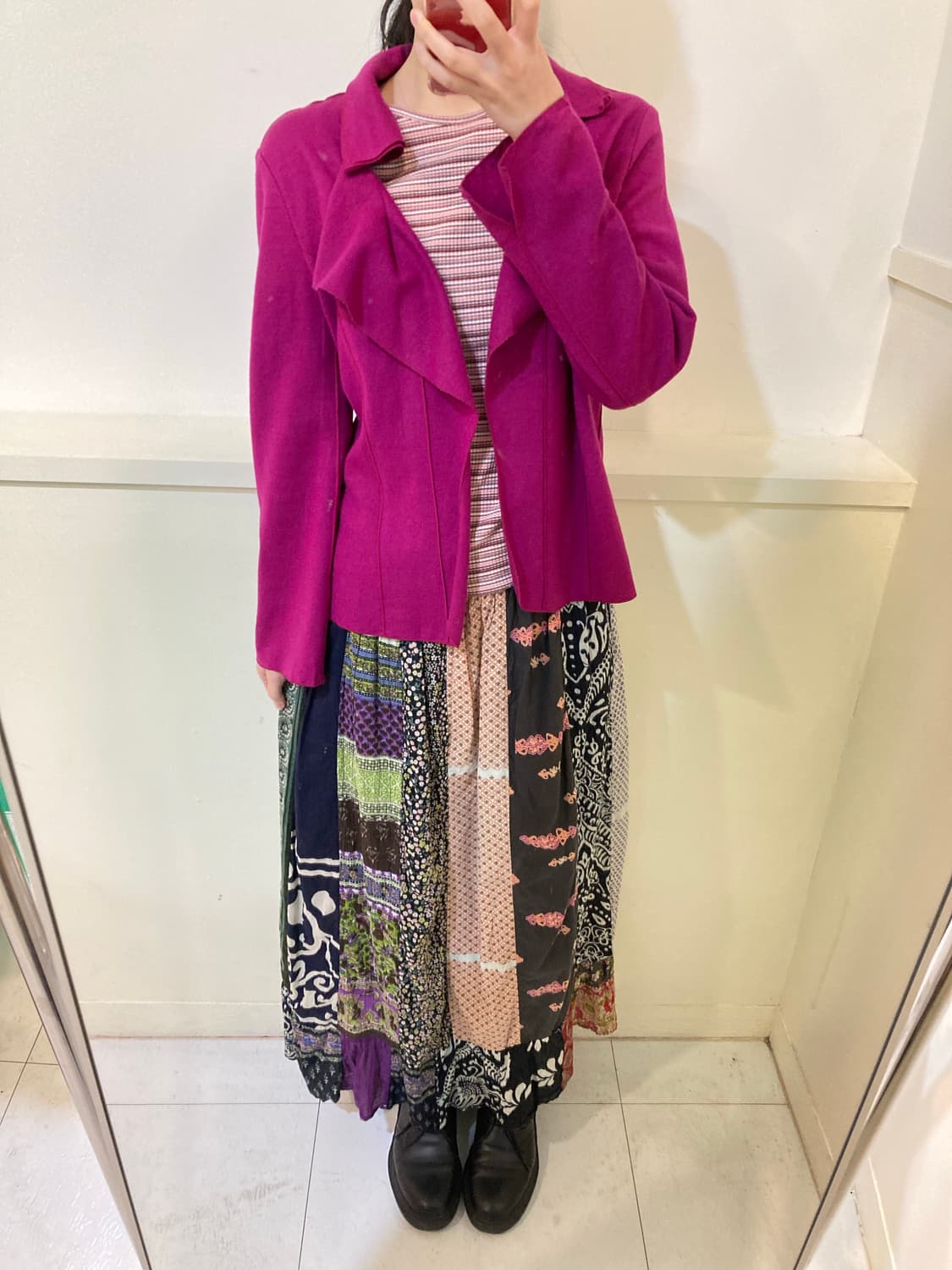 y2k 웨스턴 마젠타 울 러플 자켓 상품이미지8