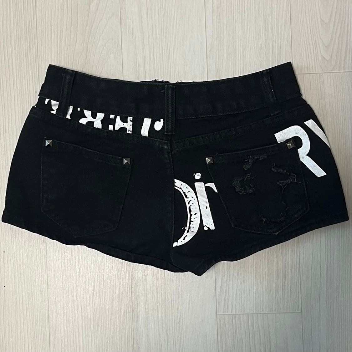 일본 로드샵 스터드 흑청 디스트로이드 레터링 치마 바지 스코트 상품이미지2