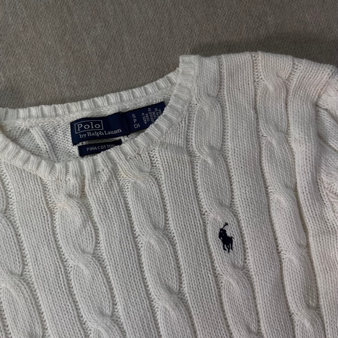 W 95 폴로 랄프로렌 백화점 신형 꽈베기 화이트 니트 상품이미지2
