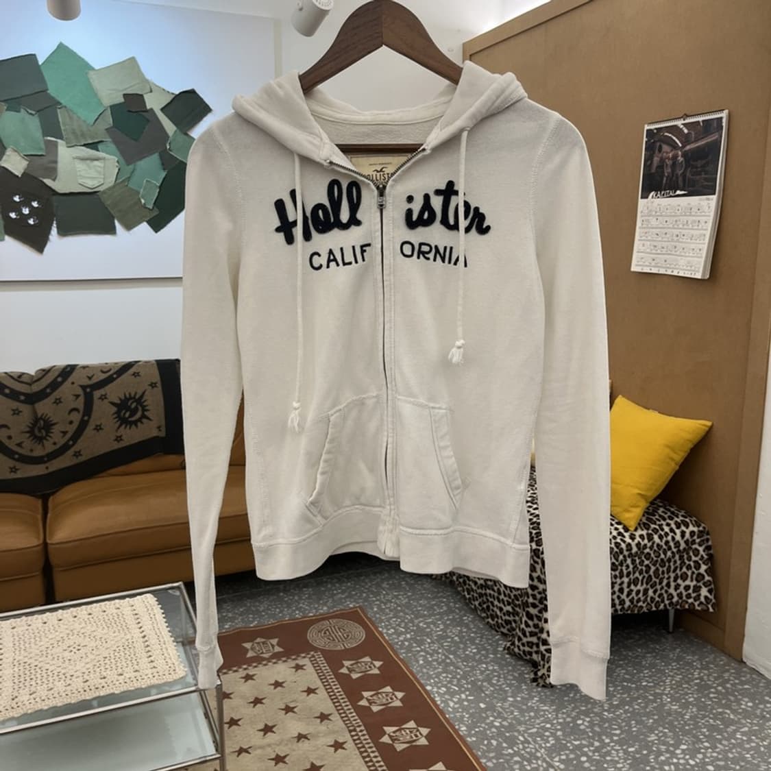 홀리스터 Y2K 대장급 딱붙핏 화이트크림 후드집업 S C10185 상품이미지3