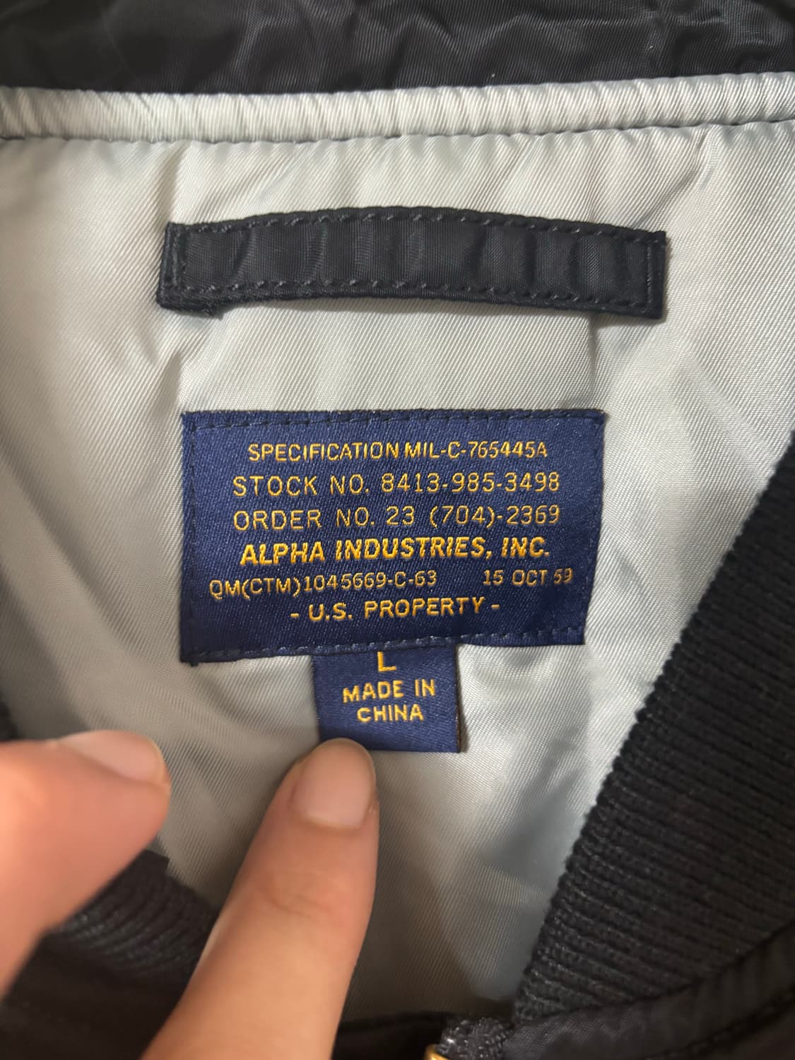 알파인더스트리 MA-1 블랙 항공점퍼 상품이미지3