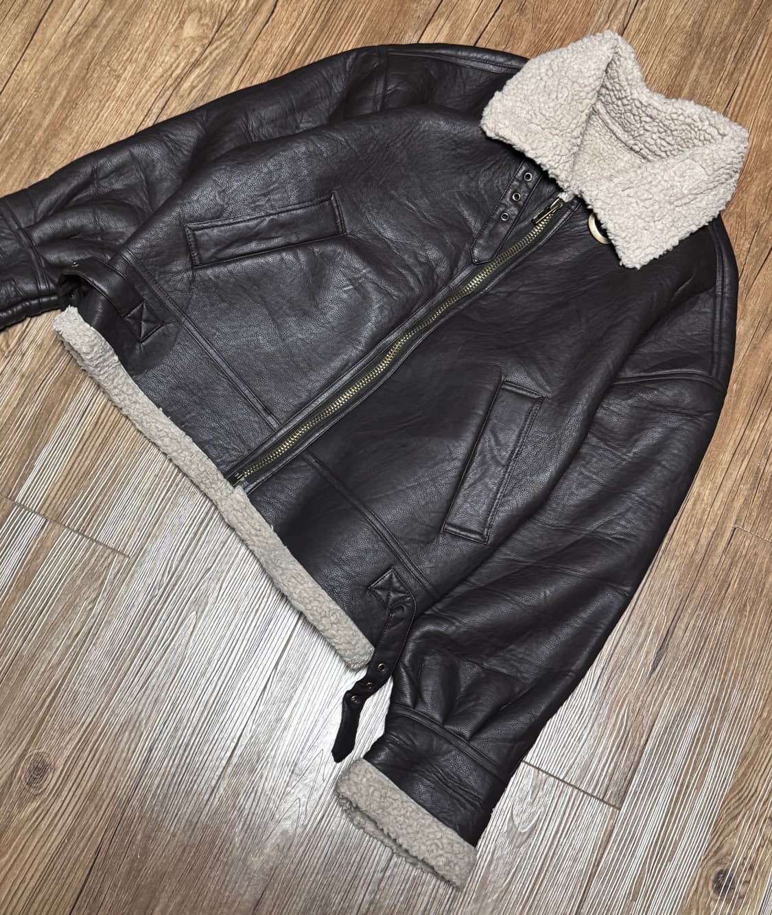 레더 브라운 무스탕 오버핏 자켓 상품이미지1