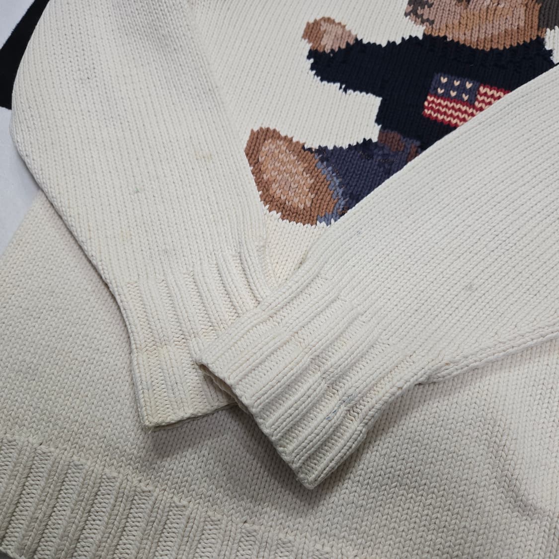 L 폴로랄프로렌 싯다운베어 핸드니트 스웨터 아이보리 상품이미지5