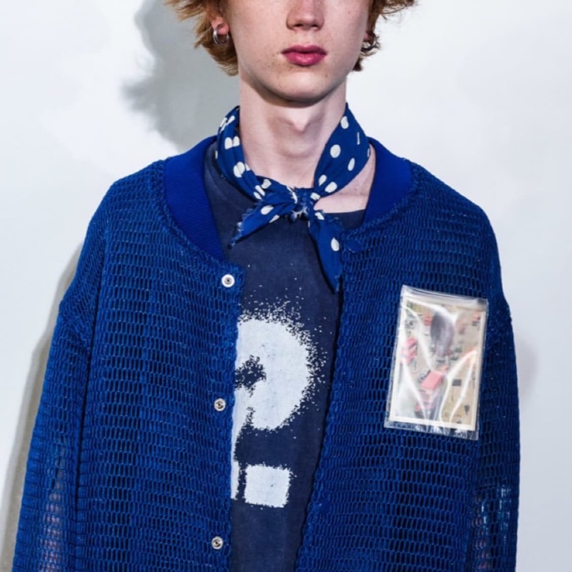 언더커버 19ss 도트 스카프 블루 상품이미지2