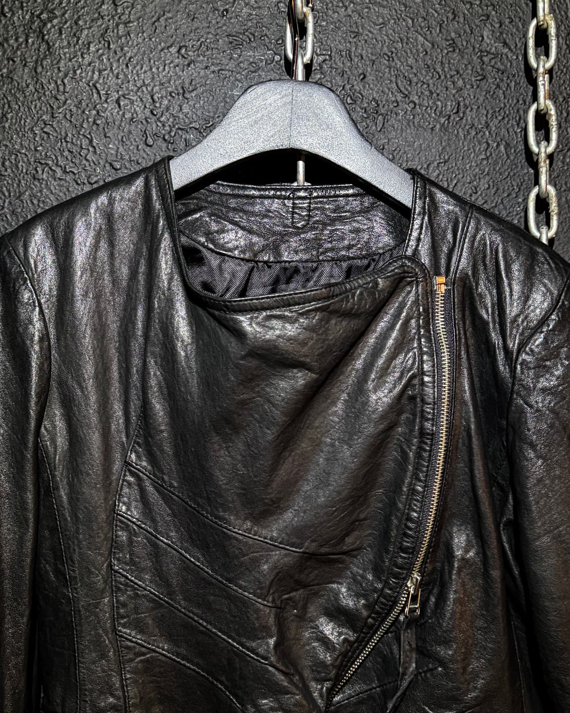 Opposite zipper slim leather jacket  상품이미지6