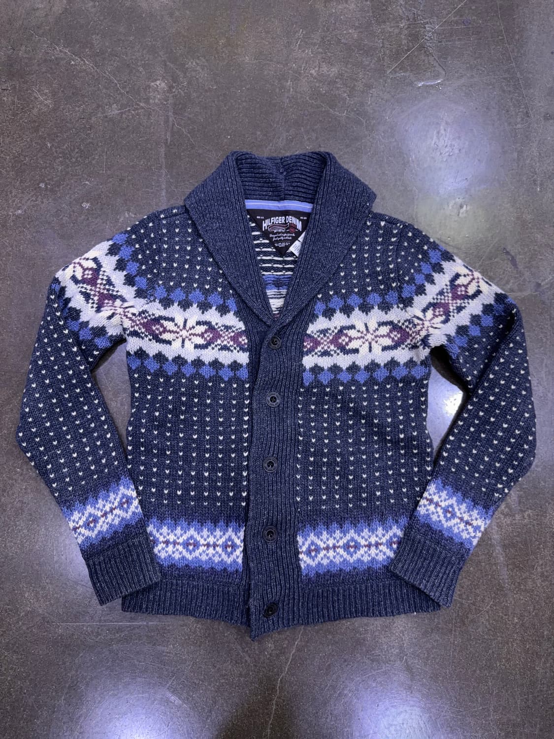 타미힐피거 노르딕 패턴 니트 숄카라 가디건 스웨터 S 상품이미지1