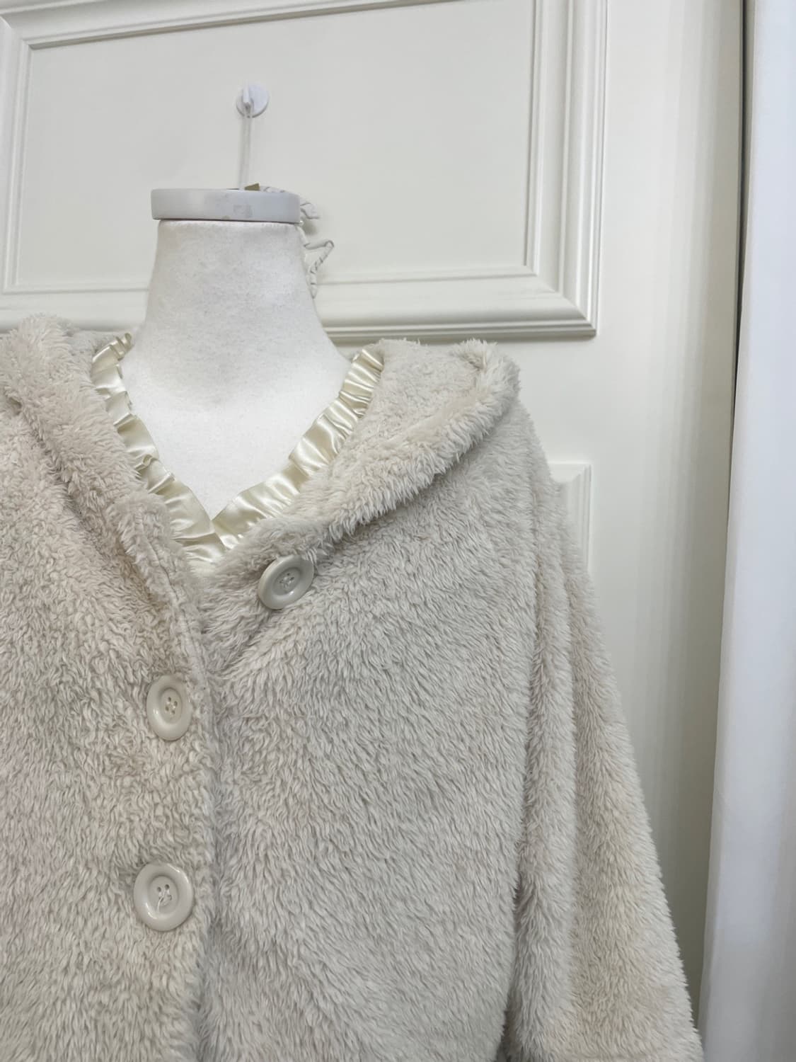 OLIVE DES OLIVE ivory fur hoodie crop ca 상품이미지6