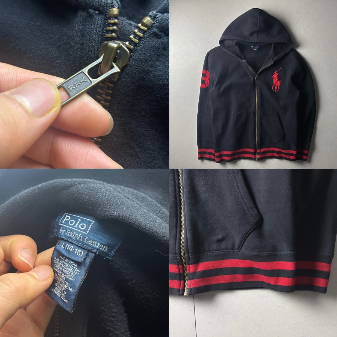 폴로 빅포니 검빨 후드집업 상품이미지3