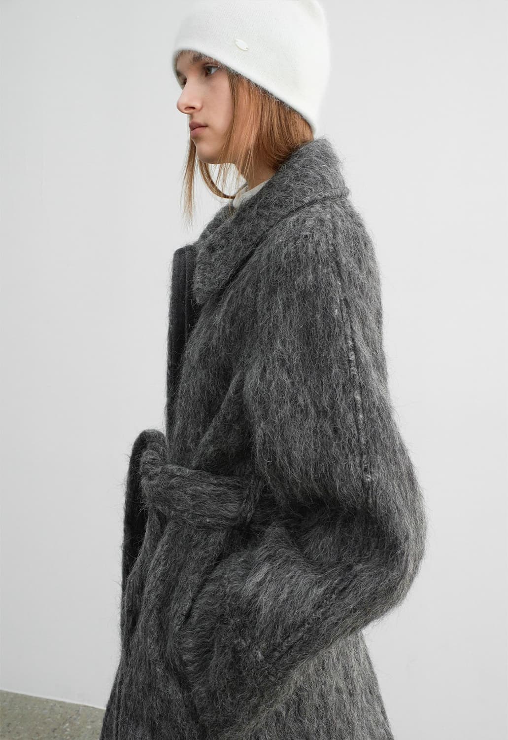 Atelier Nain 모헤어 울 벨트 하프 코트 상품이미지4