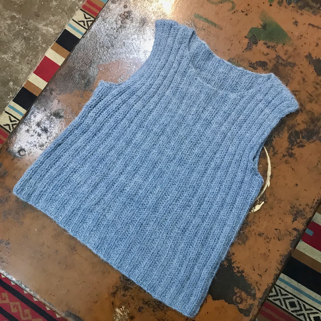 빈티지 다크 블루 앙고라 울 슬리브리스 나시 니트 여성 55 상품이미지1