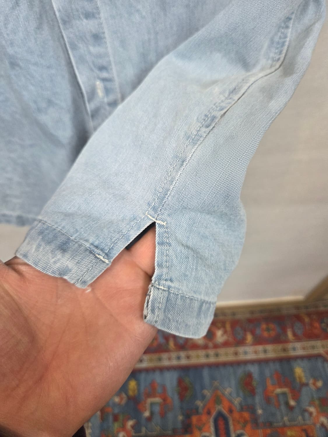 닉스 옆트임 데님셔츠 반팔 m 상품이미지5