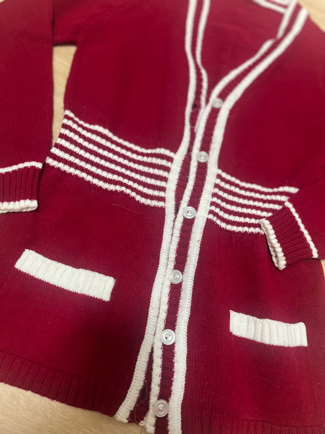 Japanese vintage cherry stripe cardigan 상품이미지2