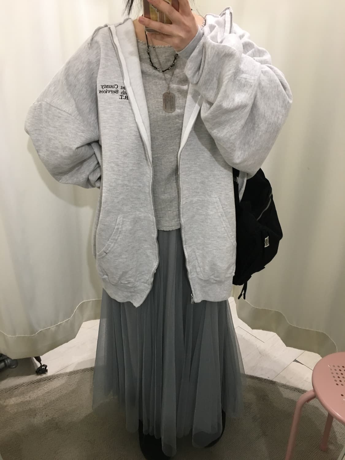 블루그레이 튤 스커트 상품이미지4