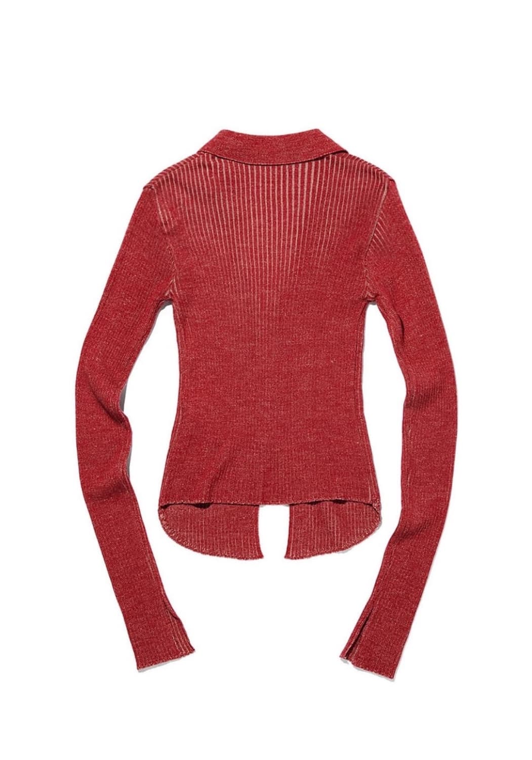 미스치프 니티드 롱 슬리브 셔츠집업 _ 레드 베이지 상품이미지2