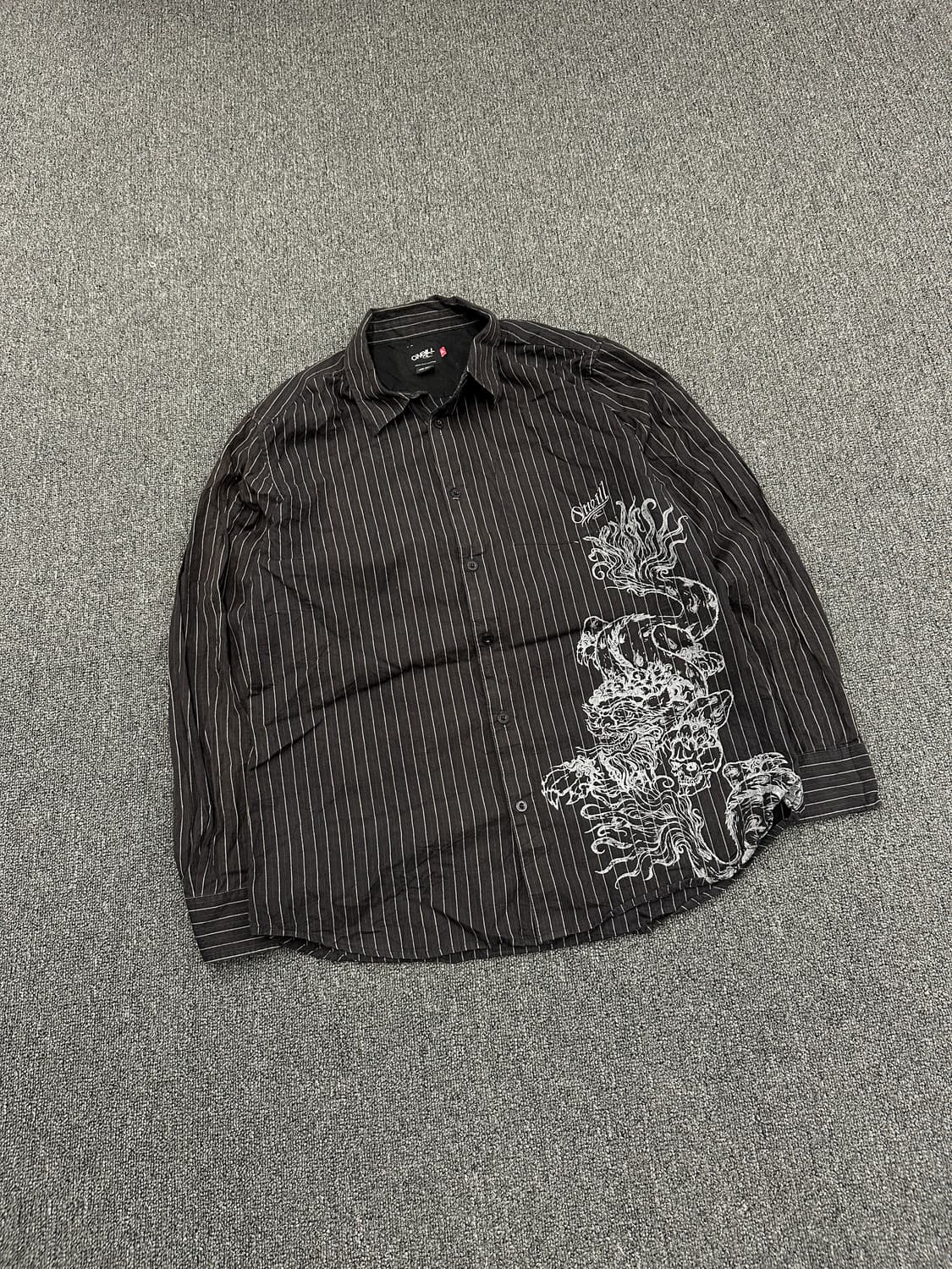 XL) ONEILL 오닐 드래곤 프린팅 스트라이프 셔츠 상품이미지2