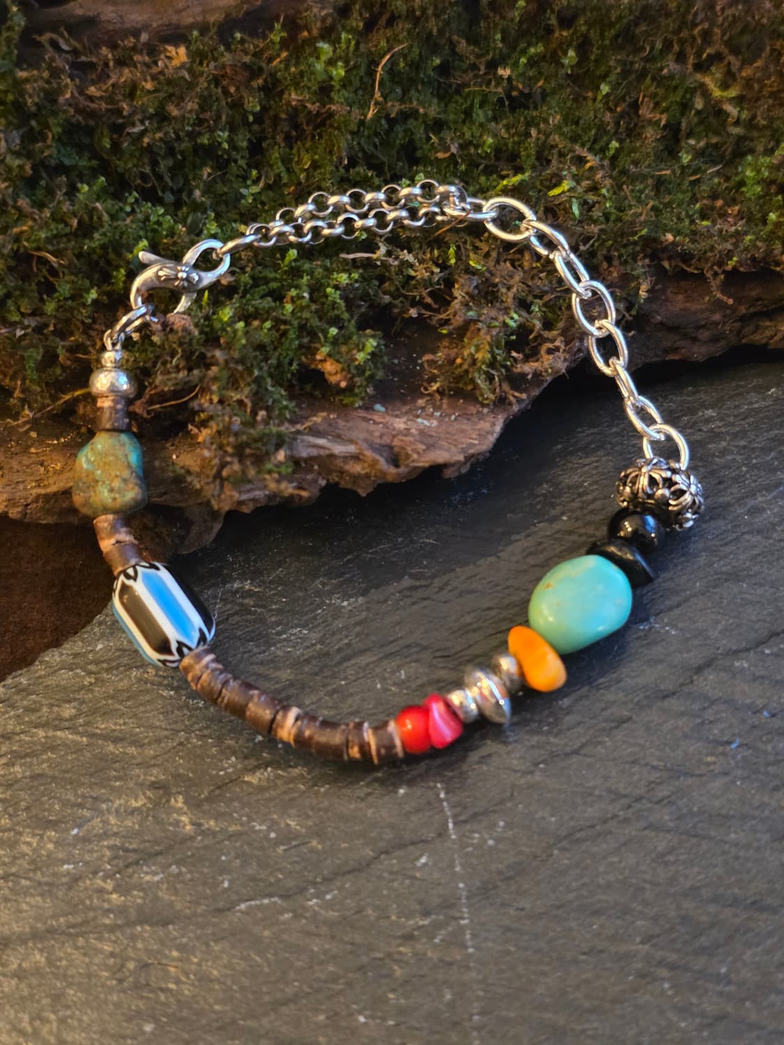 EARTH TRACE 실버925 하프 우드 스톤 팔찌 상품이미지3