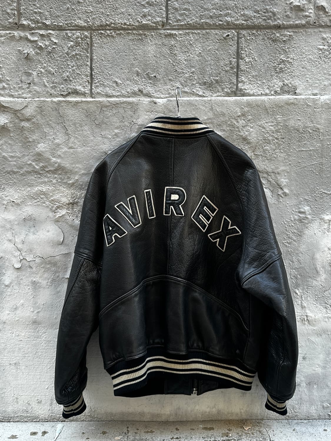 아비렉스 avirex 90s 아이콘 바시티 레더자켓 블랙 상품이미지5