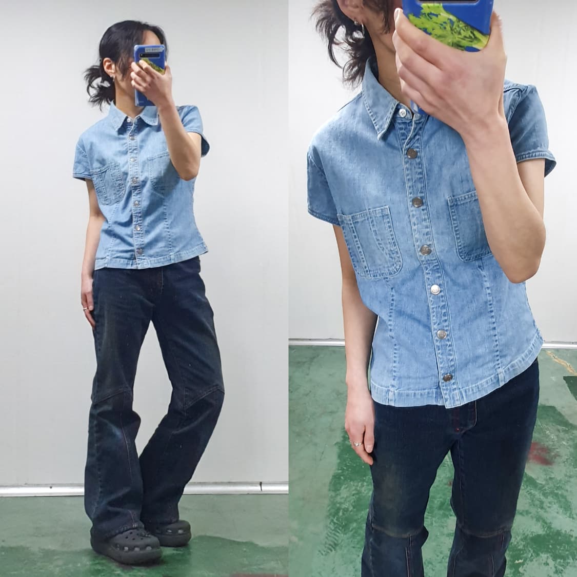 랄프로렌(RALPH LAUREN) 데님 슬림 반소매 셔츠 상품이미지3