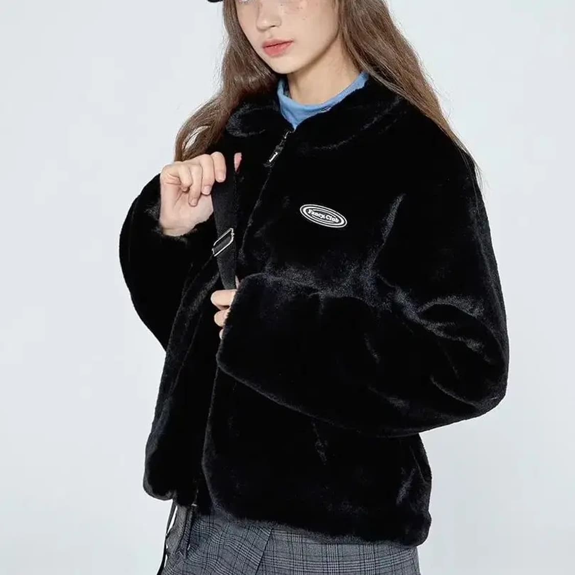 NastyFancyClub 코지 퍼 자켓 블랙 상품이미지2