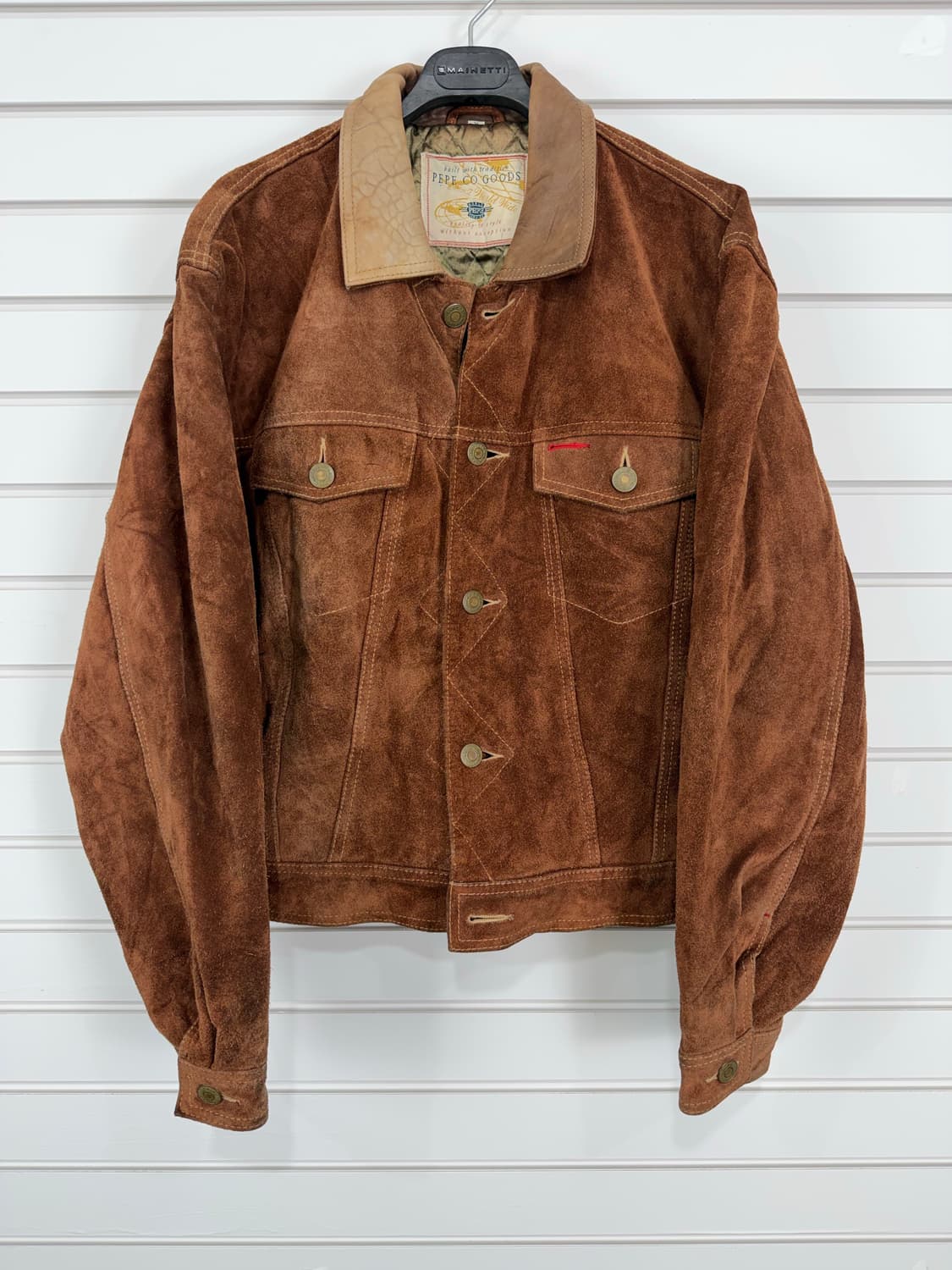 90’s PEPE CO GOODS 스웨이드 레더 트러커 자켓 상품이미지1