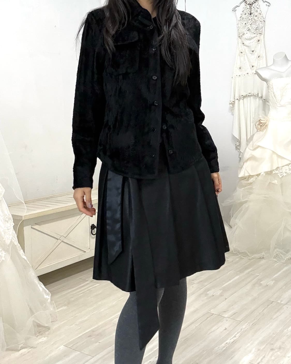 Feminine Black fur shirt 상품이미지6