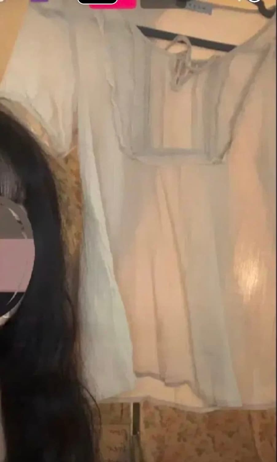 빈티지 모리걸 하구미 페어리 프릴 리본 연 핑크 블라우스 상품이미지5