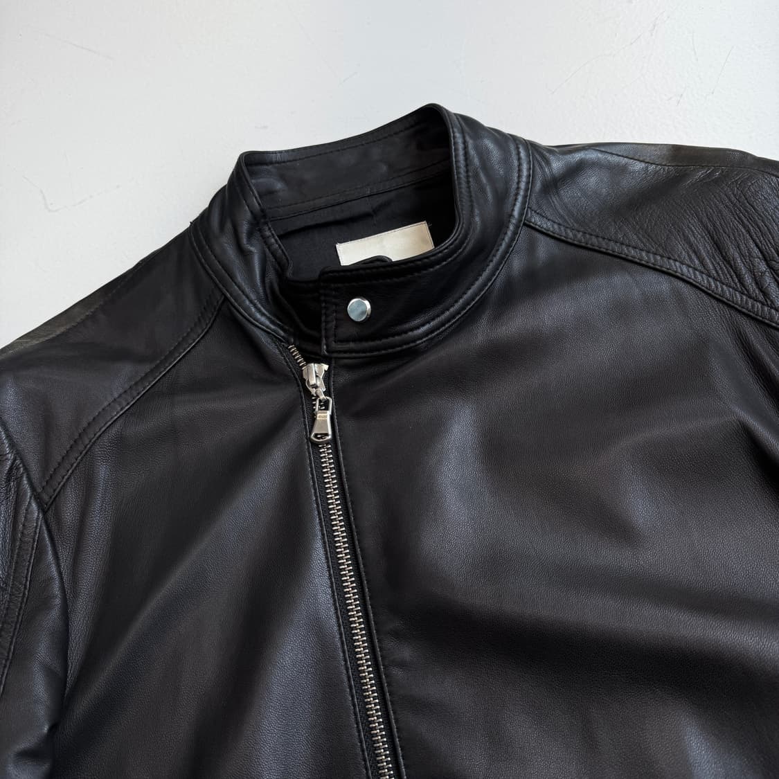 사선 집업 리얼레더 바이커 릭오웬스맛 라이더 램스킨 가죽 자켓 상품이미지4