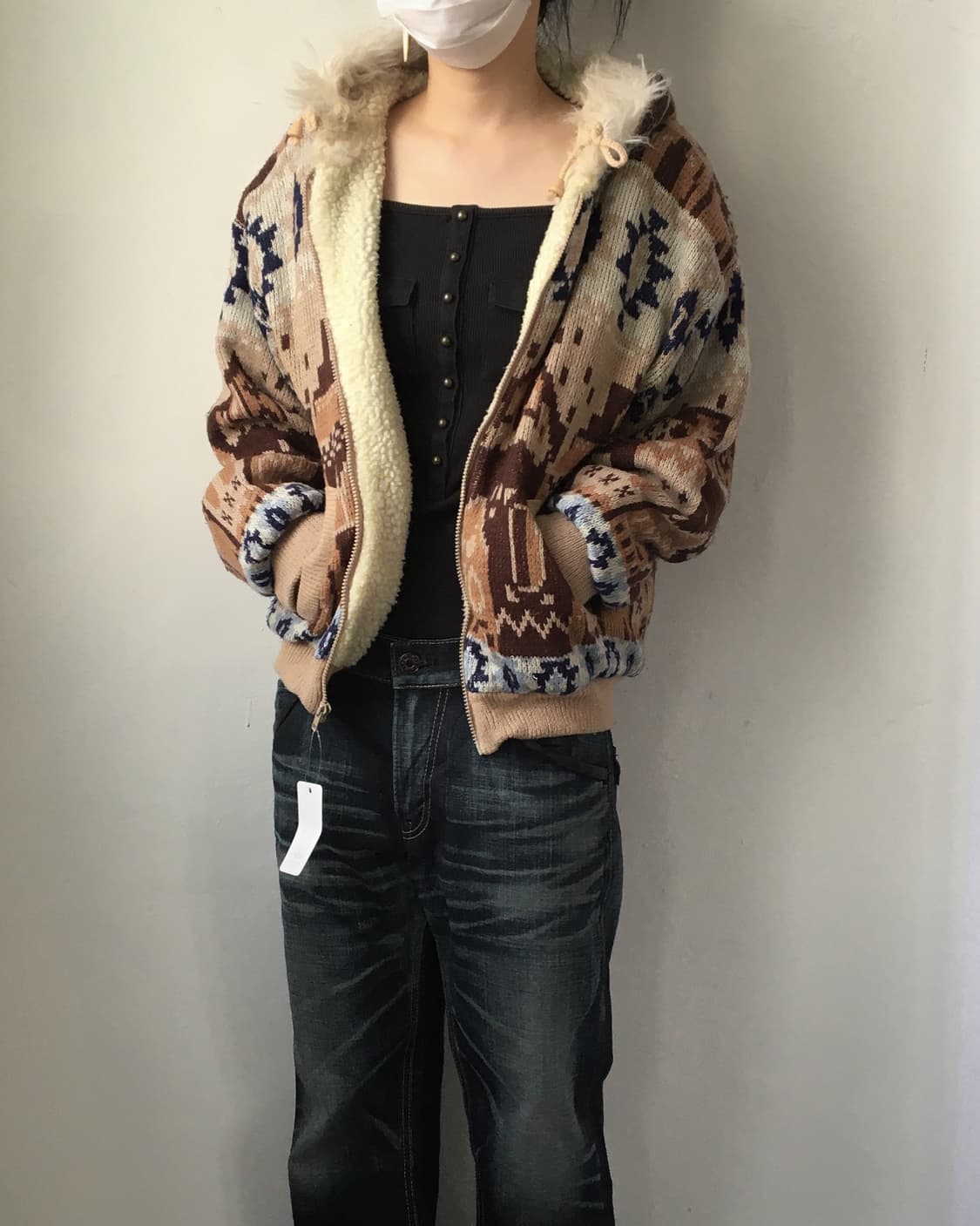 Native mood fake fur hood cowichan zip u 상품이미지6