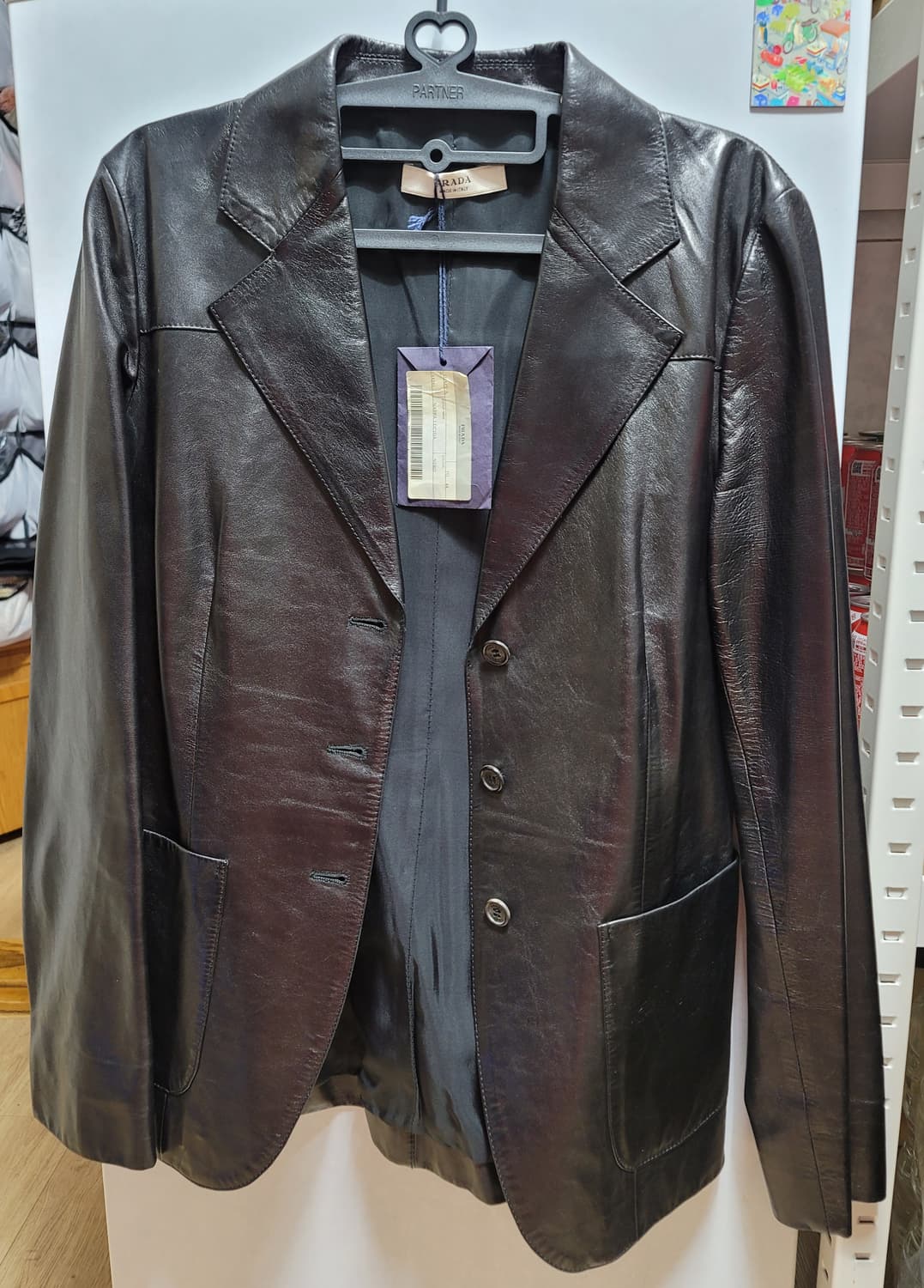 PRADA 여성 가죽 자켓 블레이져 블랙 EU44 상품이미지1