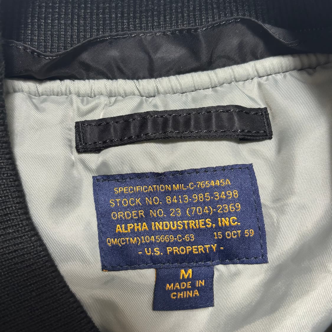 M 알파인더스트리 블랙 MA-1 항공 점퍼 상품이미지4