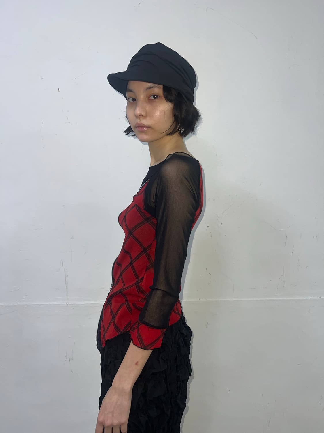 Vintage 체크 레이어드 지퍼 탑 상품이미지3