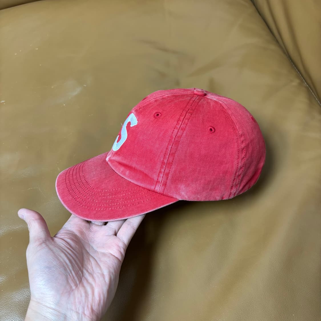 Supreme 슈프림 피그먼트 워시드 레드 S로고 6패널 볼캡 모자 상품이미지4