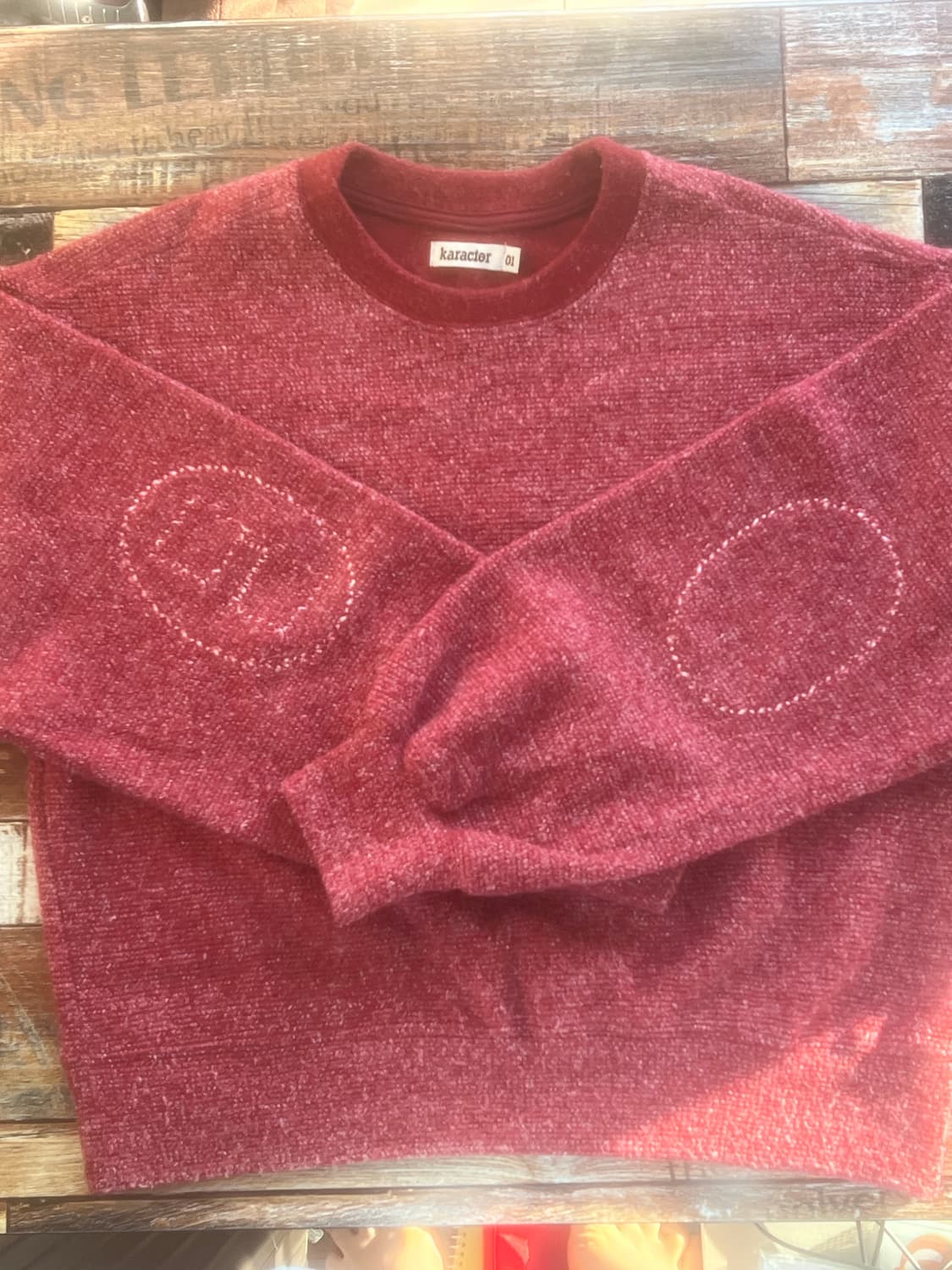 카락터 Intarsia wool blended knit / Red 상품이미지4