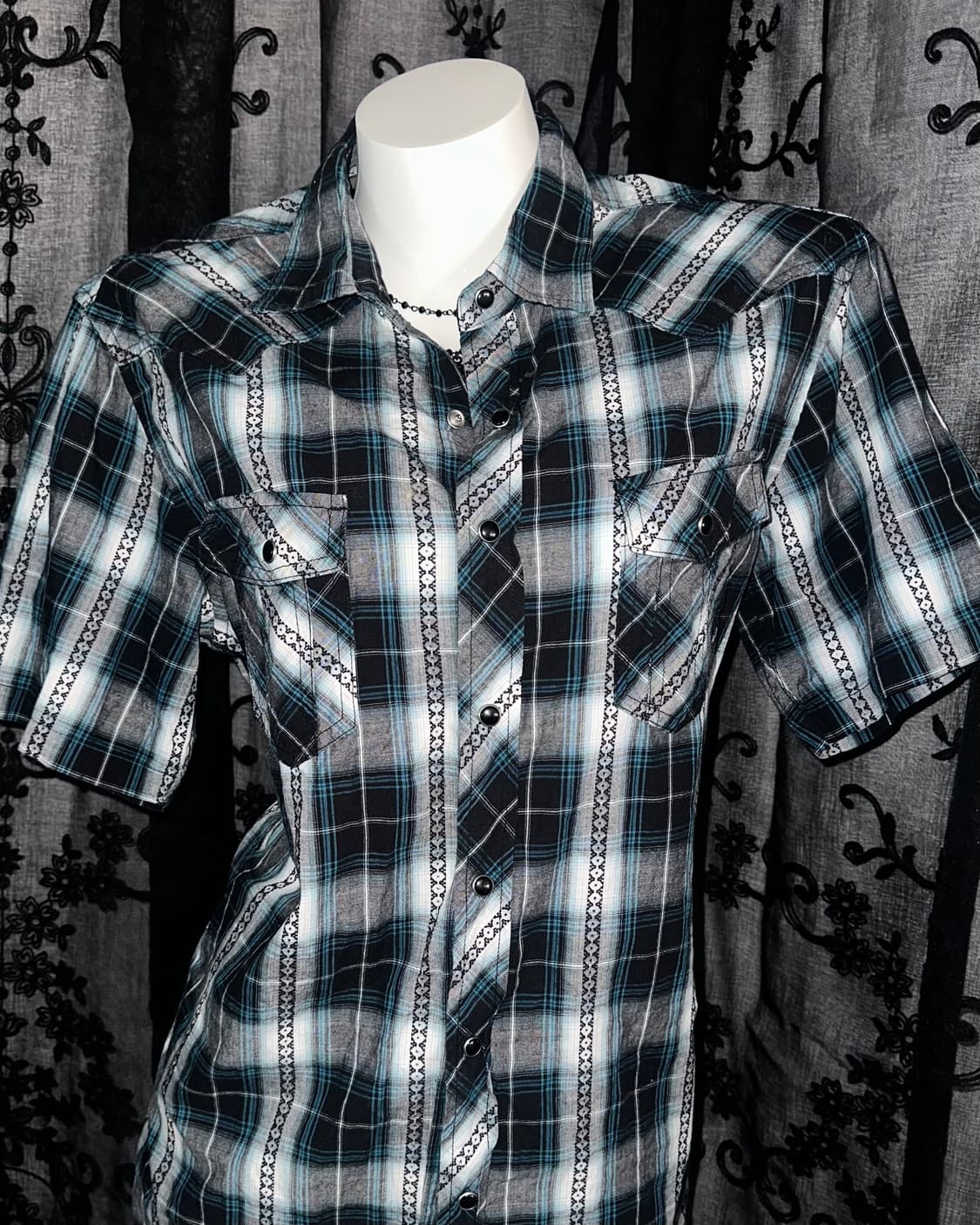 blue checkered shirt 상품이미지2