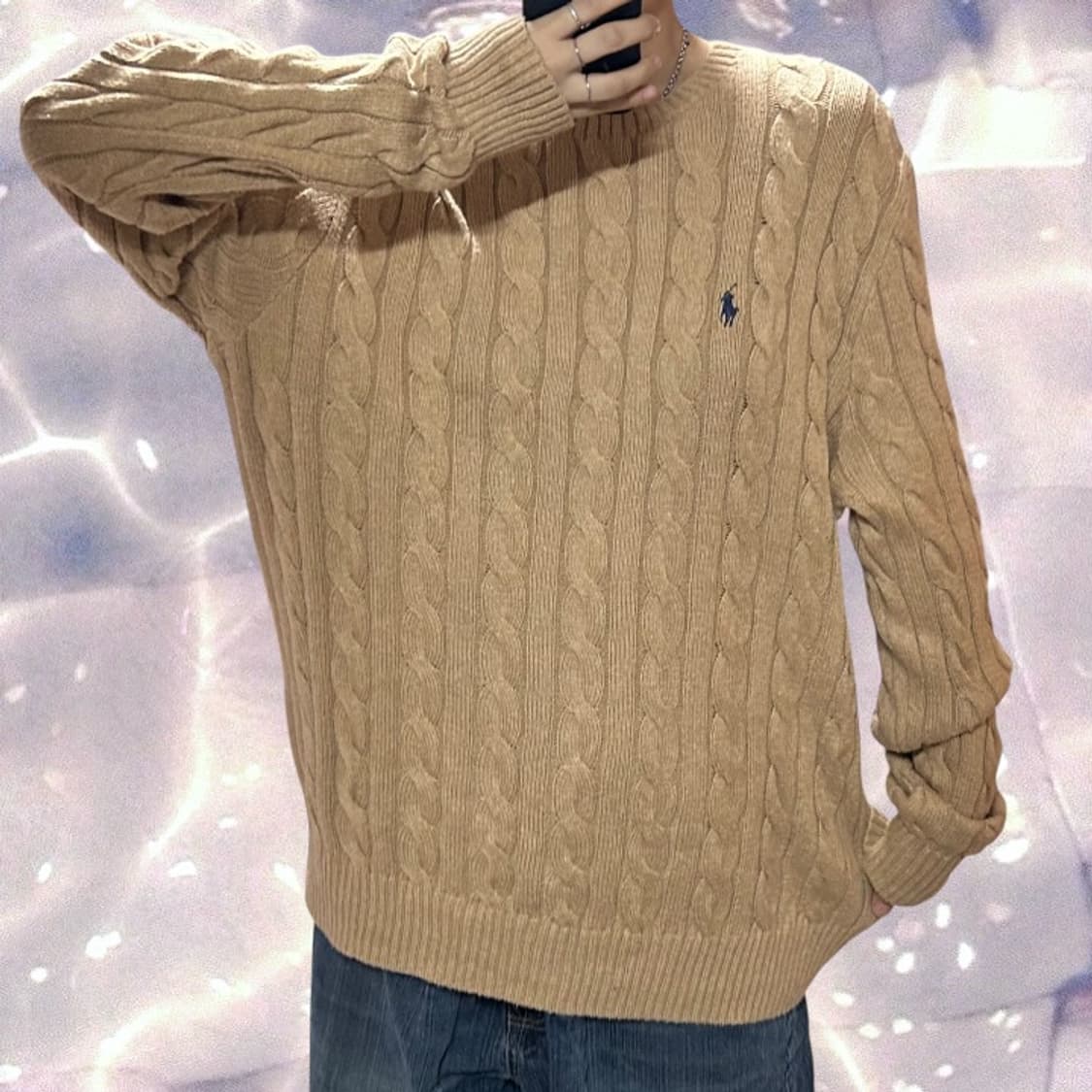 폴로 랄프로렌 신형 꽈배기 니트 카멜 브라운 L 상품이미지3