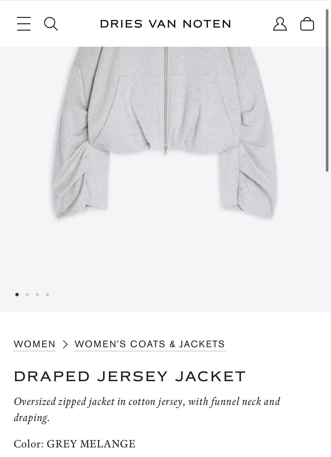 [M]드리스반노튼 26ss Draped 저지 자켓/그레이 상품이미지5