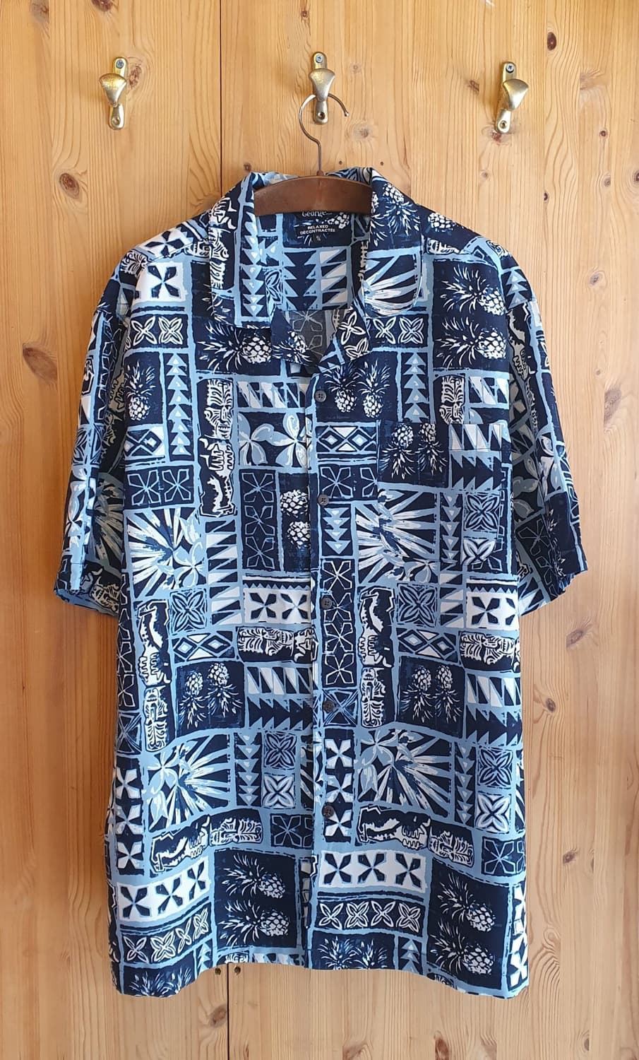 120(3XL).하와이안 셔츠(네이비)  상품이미지1